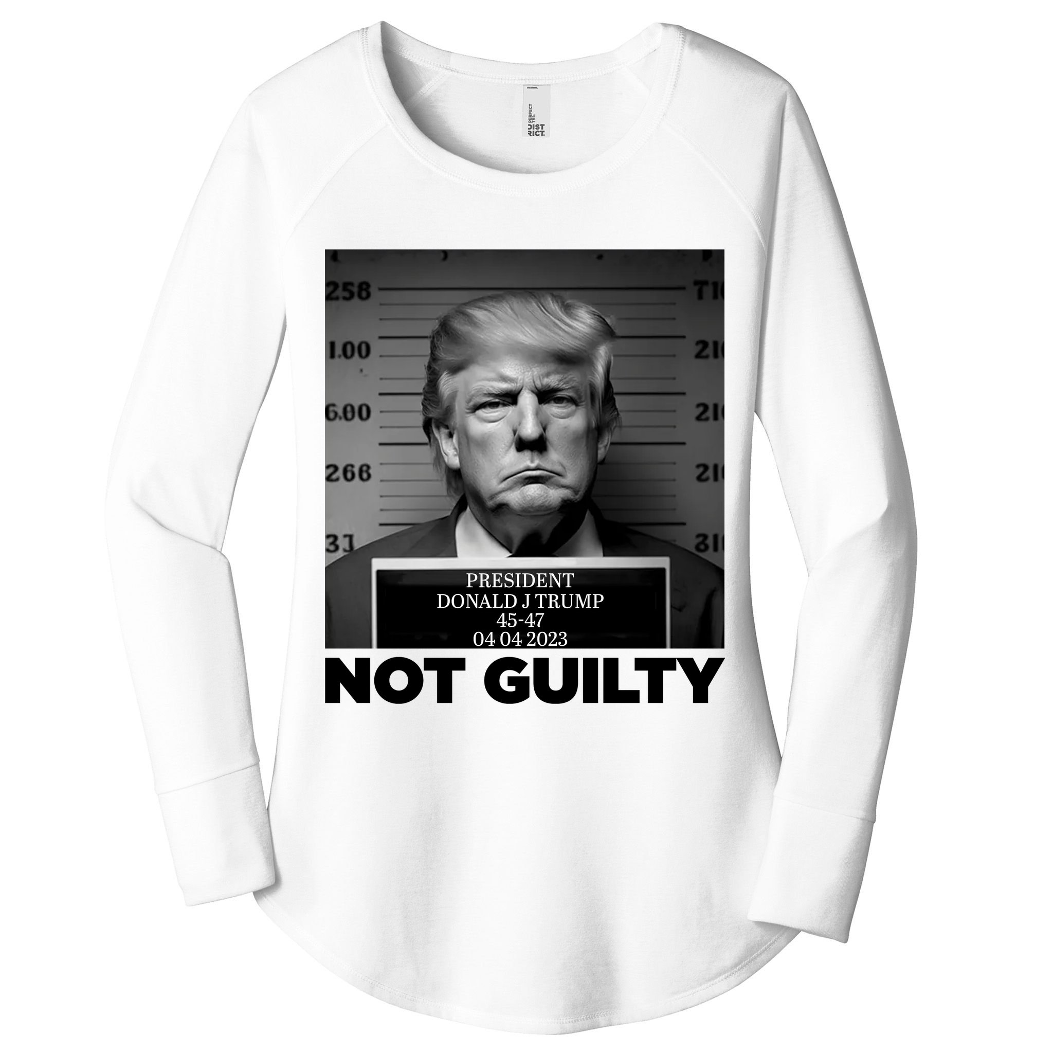 Trump Mug Shot, Trump Not Guilty Pro Trump Supporter Women's Perfect Tri Tunic Long Sleeve Shirt