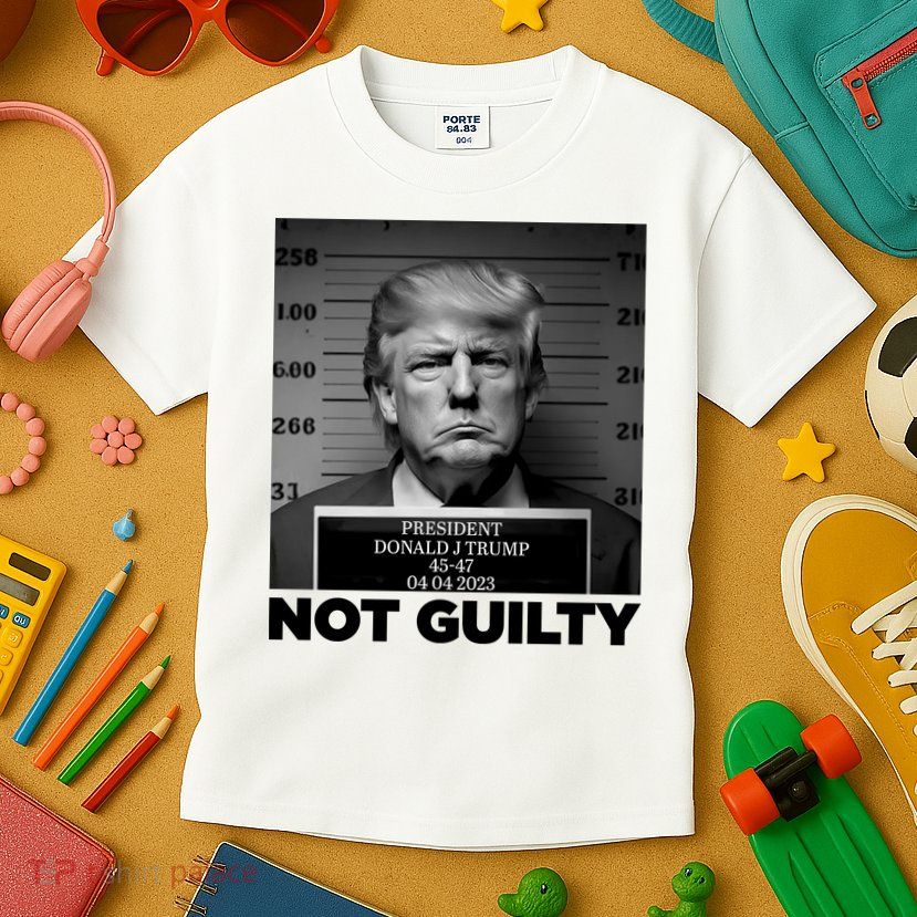 Trump Mug Shot, Trump Not Guilty Pro Trump Supporter Kids T-Shirt