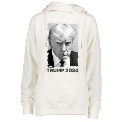 Trump Mug Shot Trump MugShot Never Surrender Womens Funnel Neck Pullover Hood