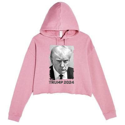 Trump Mug Shot Trump MugShot Never Surrender Crop Fleece Hoodie