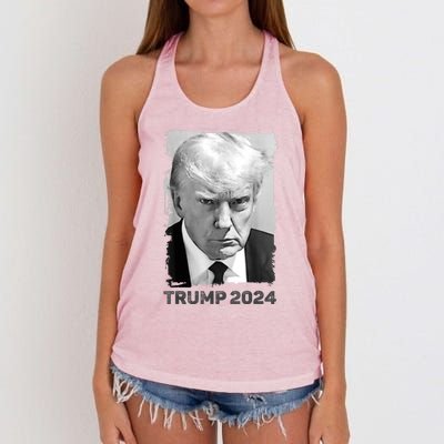 Trump Mug Shot Trump MugShot Never Surrender Women's Knotted Racerback Tank