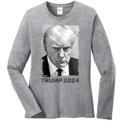 Trump Mug Shot Trump MugShot Never Surrender Ladies Long Sleeve Shirt