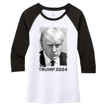 Trump Mug Shot Trump MugShot Never Surrender Women's Tri-Blend 3/4-Sleeve Raglan Shirt