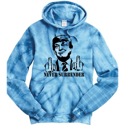 Trump Mug Shot Trump MugShot Never Surrender Tie Dye Hoodie