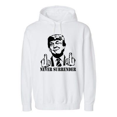 Trump Mug Shot Trump MugShot Never Surrender Garment-Dyed Fleece Hoodie