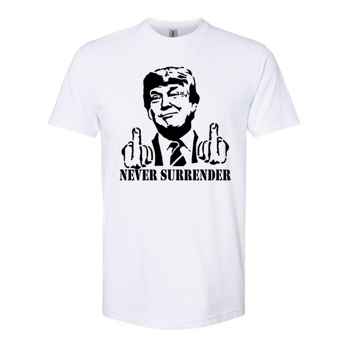 Trump Mug Shot Trump MugShot Never Surrender Softstyle CVC T-Shirt