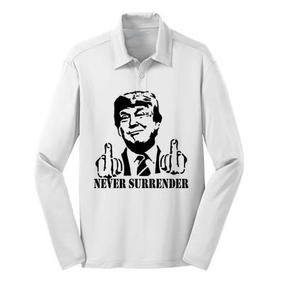 Trump Mug Shot Trump MugShot Never Surrender Silk Touch Performance Long Sleeve Polo