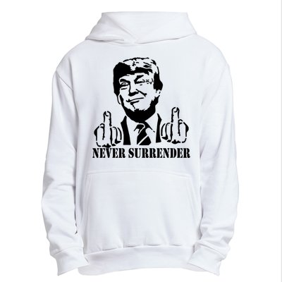 Trump Mug Shot Trump MugShot Never Surrender Urban Pullover Hoodie