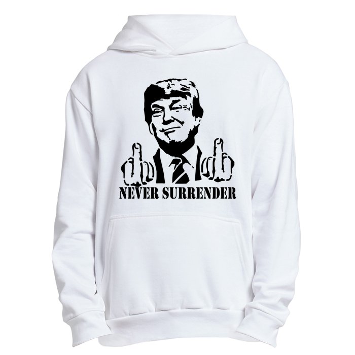 Trump Mug Shot Trump MugShot Never Surrender Urban Pullover Hoodie