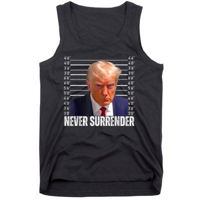 Trump Mug Shot Trump MugShot Never Surrender Tank Top