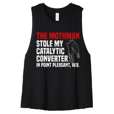 The Mothman Stole My Catalytic Converter In Point Vintage Women's Racerback Cropped Tank