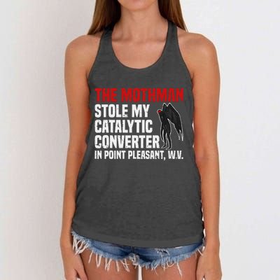 The Mothman Stole My Catalytic Converter In Point Vintage Women's Knotted Racerback Tank