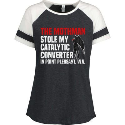 The Mothman Stole My Catalytic Converter In Point Vintage Enza Ladies Jersey Colorblock Tee