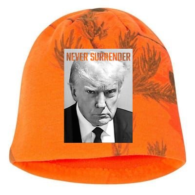 Trump Mug Shot Donald Trump Mug Shot Never Surrender Kati - Camo Knit Beanie