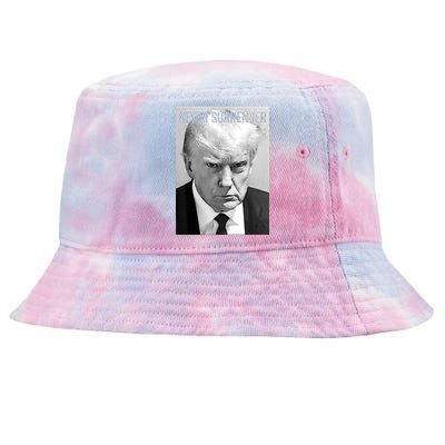 Trump Mug Shot Donald Trump Mug Shot Never Surrender Tie-Dyed Bucket Hat