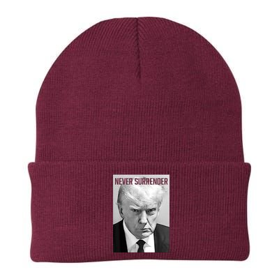 Trump Mug Shot Donald Trump Mug Shot Never Surrender Knit Cap Winter Beanie