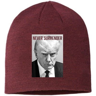 Trump Mug Shot Donald Trump Mug Shot Never Surrender Sustainable Beanie