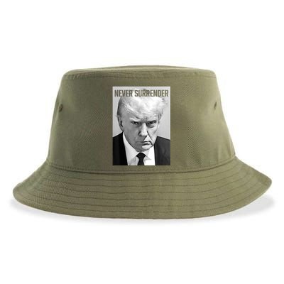 Trump Mug Shot Donald Trump Mug Shot Never Surrender Sustainable Bucket Hat