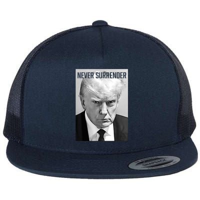 Trump Mug Shot Donald Trump Mug Shot Never Surrender Flat Bill Trucker Hat