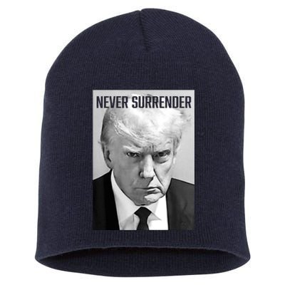 Trump Mug Shot Donald Trump Mug Shot Never Surrender Short Acrylic Beanie