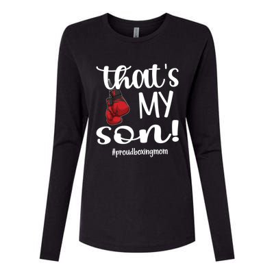 Thats My Son Proud Boxing Mom Boxing Mama Cute Gift Womens Cotton Relaxed Long Sleeve T-Shirt