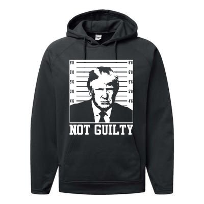 Trump Mug Shot, Trump Not Guilty Pro Trump Supporter Performance Fleece Hoodie