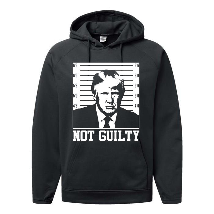 Trump Mug Shot, Trump Not Guilty Pro Trump Supporter Performance Fleece Hoodie