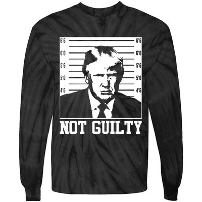 Trump Mug Shot, Trump Not Guilty Pro Trump Supporter Tie-Dye Long Sleeve Shirt