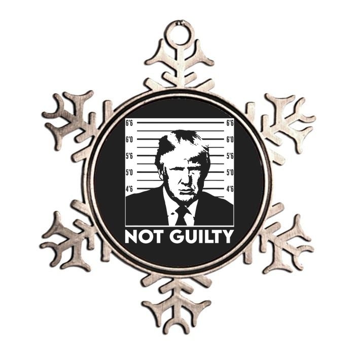 Trump Mug Shot, Trump Not Guilty Pro Trump Supporter Metallic Star Ornament