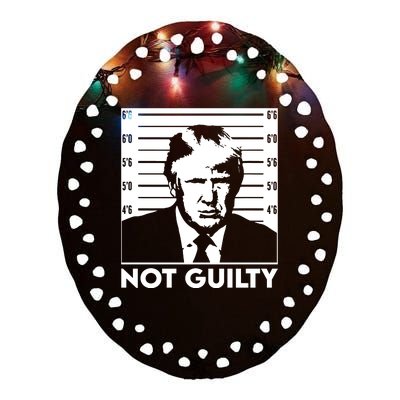 Trump Mug Shot, Trump Not Guilty Pro Trump Supporter Ceramic Oval Ornament