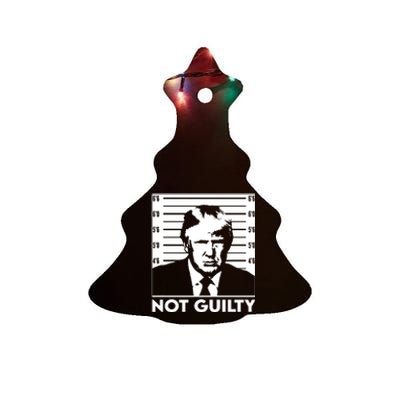 Trump Mug Shot, Trump Not Guilty Pro Trump Supporter Ceramic Tree Ornament