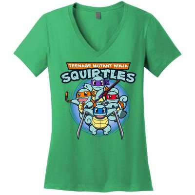 Teenage Mutant Squirtles Women's V-Neck T-Shirt