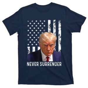 Trump Mug Shot Donald Trump Mug Shot Never Surrender T-Shirt