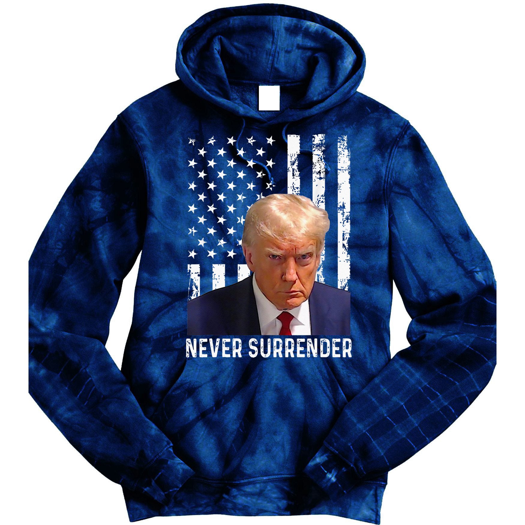 Trump Mug Shot Donald Trump Mug Shot Never Surrender Tie Dye Hoodie