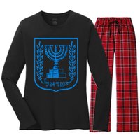 Temple Menorah Sevenbranched Candelabrum Judaism Israel Women's Long Sleeve Flannel Pajama Set 