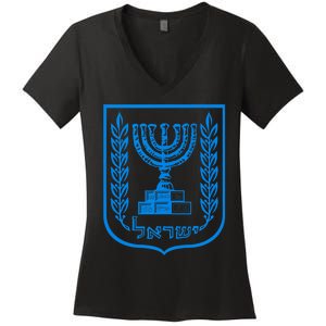 Temple Menorah Sevenbranched Candelabrum Judaism Israel Women's V-Neck T-Shirt