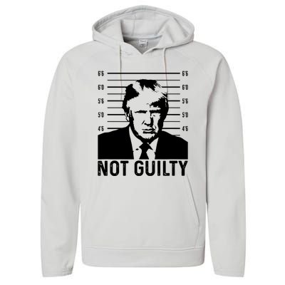 Trump Mug Shot, Trump Not Guilty Pro Trump Supporter Performance Fleece Hoodie