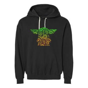 Teardrop Mandala Silhouette Alien Forest Dark Background Garment-Dyed Fleece Hoodie