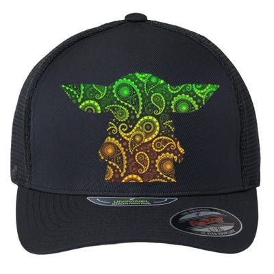 Teardrop Mandala Silhouette Alien Forest Dark Background Flexfit Unipanel Trucker Cap