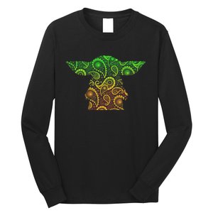 Teardrop Mandala Silhouette Alien Forest Dark Background Long Sleeve Shirt