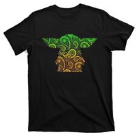 Teardrop Mandala Silhouette Alien Forest Dark Background T-Shirt