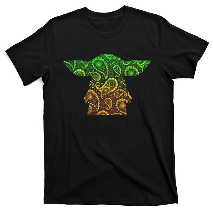 Teardrop Mandala Silhouette Alien Forest Dark Background T-Shirt