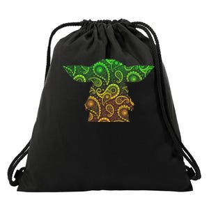 Teardrop Mandala Silhouette Alien Forest Dark Background Drawstring Bag