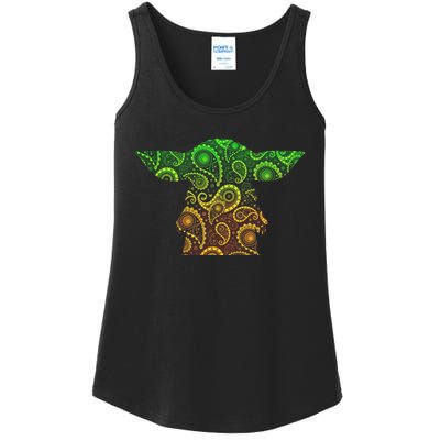 Teardrop Mandala Silhouette Alien Forest Dark Background Ladies Essential Tank