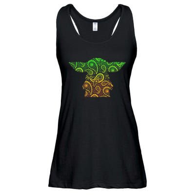 Teardrop Mandala Silhouette Alien Forest Dark Background Ladies Essential Flowy Tank