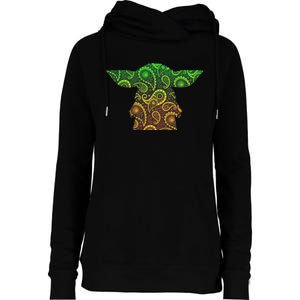 Teardrop Mandala Silhouette Alien Forest Dark Background Womens Funnel Neck Pullover Hood