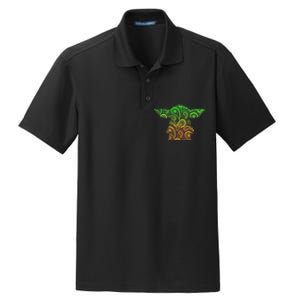 Teardrop Mandala Silhouette Alien Forest Dark Background Dry Zone Grid Polo