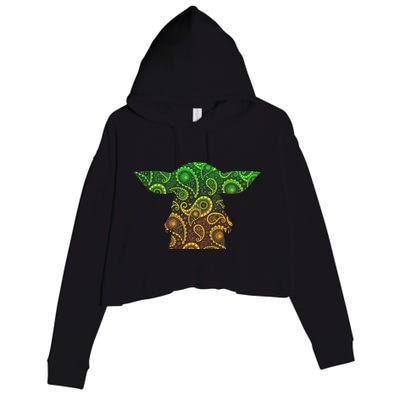 Teardrop Mandala Silhouette Alien Forest Dark Background Crop Fleece Hoodie