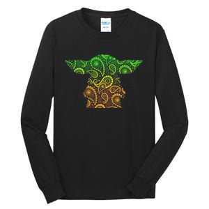 Teardrop Mandala Silhouette Alien Forest Dark Background Tall Long Sleeve T-Shirt