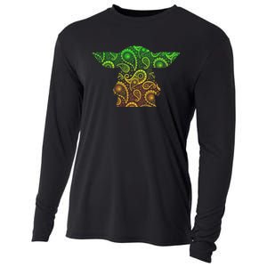 Teardrop Mandala Silhouette Alien Forest Dark Background Cooling Performance Long Sleeve Crew